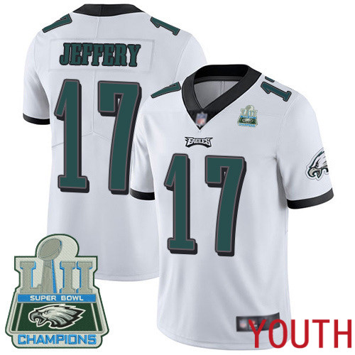 Youth Philadelphia Eagles #17 Alshon Jeffery White Vapor Untouchable NFL Jersey Limited Player Super Bowl LII 100th->youth nfl jersey->Youth Jersey